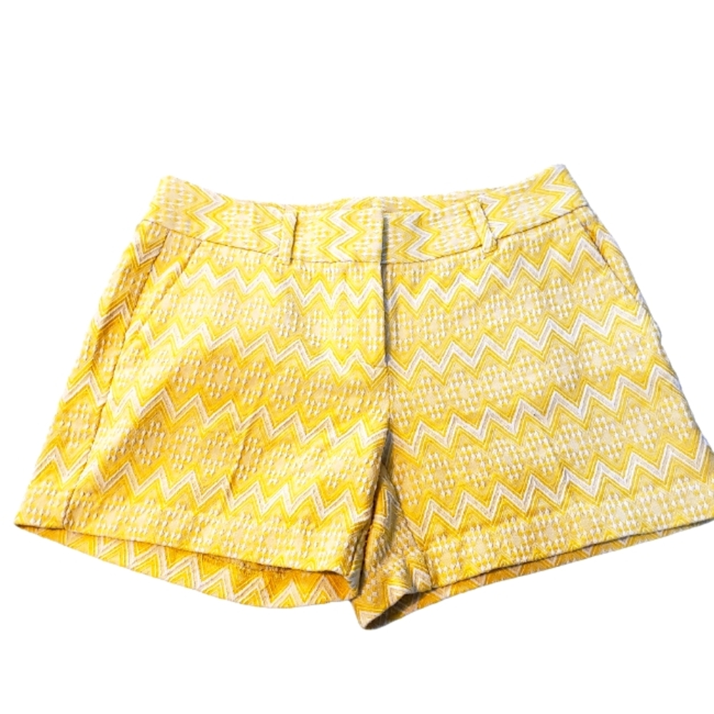 Ann Taylor Factory Shorts Size 2 Yellow & White Geometric